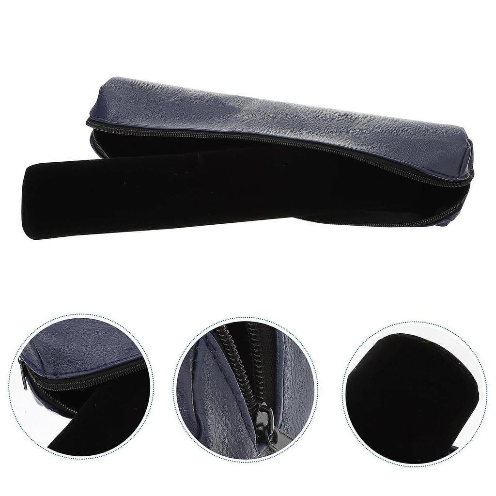 PU Leather Bracelets Bag Jewelry Display Bag Bangle Storage Pouch Jewelry Organizer Holder (Dark Blue Cover, Black Sponge Roll)