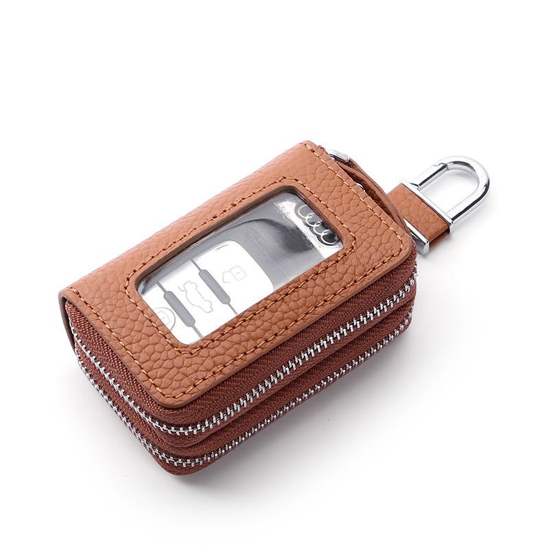 

Двусторонняя сумка для ключей от машины из натуральной кожи, Многофункциональная кожаная сумка для ключей от машины коричневый