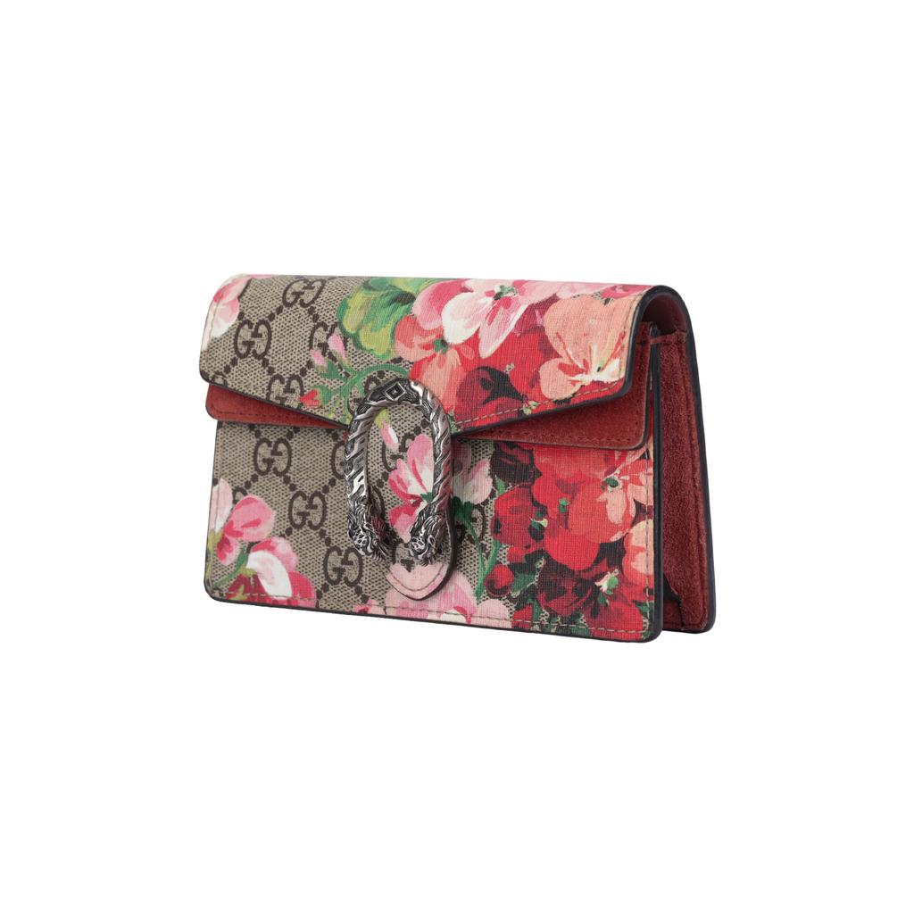 Gucci Dionysus GG Blooms Tigerkopf Schnalle Logo Geranien Print Kette Schultertasche Damen Schultertasche Ebenholz Rosa 476432-KU23N-8693