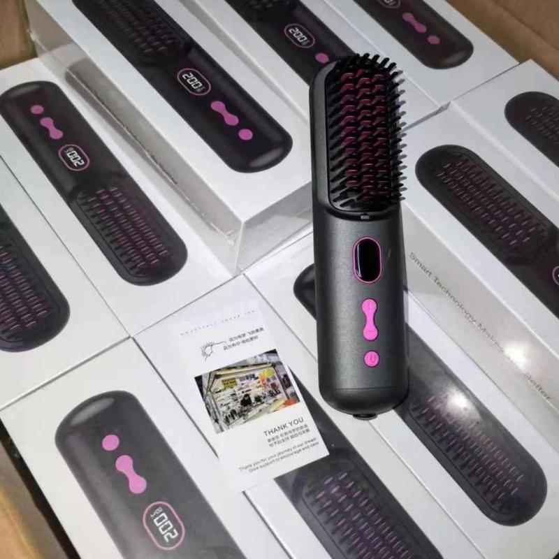 Wireless LCD Straightening Comb with Negative Ion Technology - Dual Use for Straightening & Curling