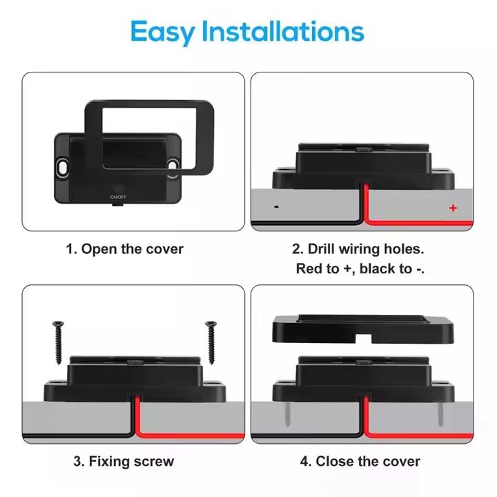 4-Port Fast Charger 12V 24V USB QC3.0 PD Panel Mount Vehicle Display 90W