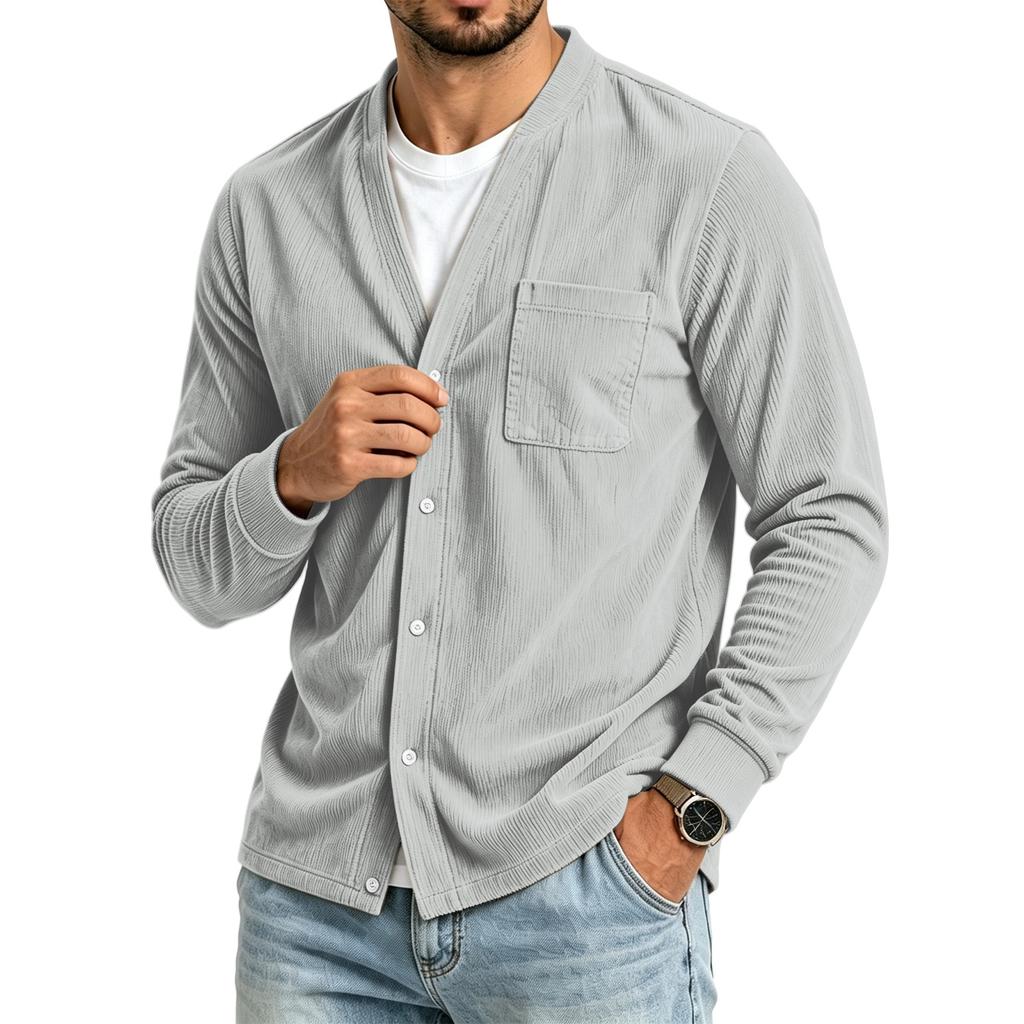 Men's Casual Loose Fit Color Shirt with Pockets for Everyday Wear