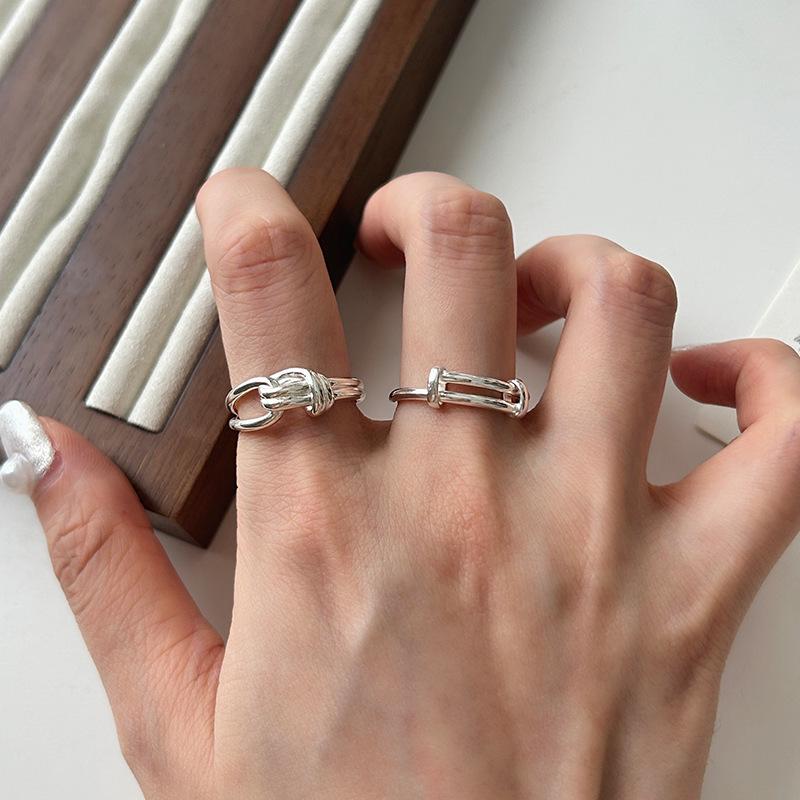 Versatile Geometric Double Layer Line Ring: Adjustable Trendy Stackable for Women