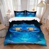 3pcs Blue Cat Bedding Set Down Comforter Cover and Pillowcases, Suitable for Guest Room Home Decoration All Seasons(No Insert) S0819031