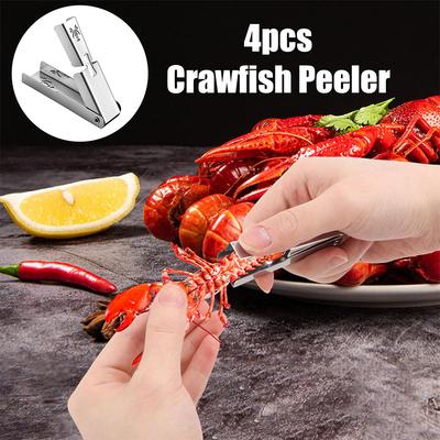 4pieces Crayfish Peeler Tool, Stainless Steel Crawfish Sheller Device Quick Shrimp Tails Remover Tool Outdoor Tableware