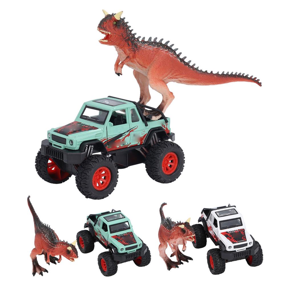 Off Road Car Toy Set with Dinosaur Sound Light Car Model Alloy Big Wheel Pull Back Off Road Toy Vehi