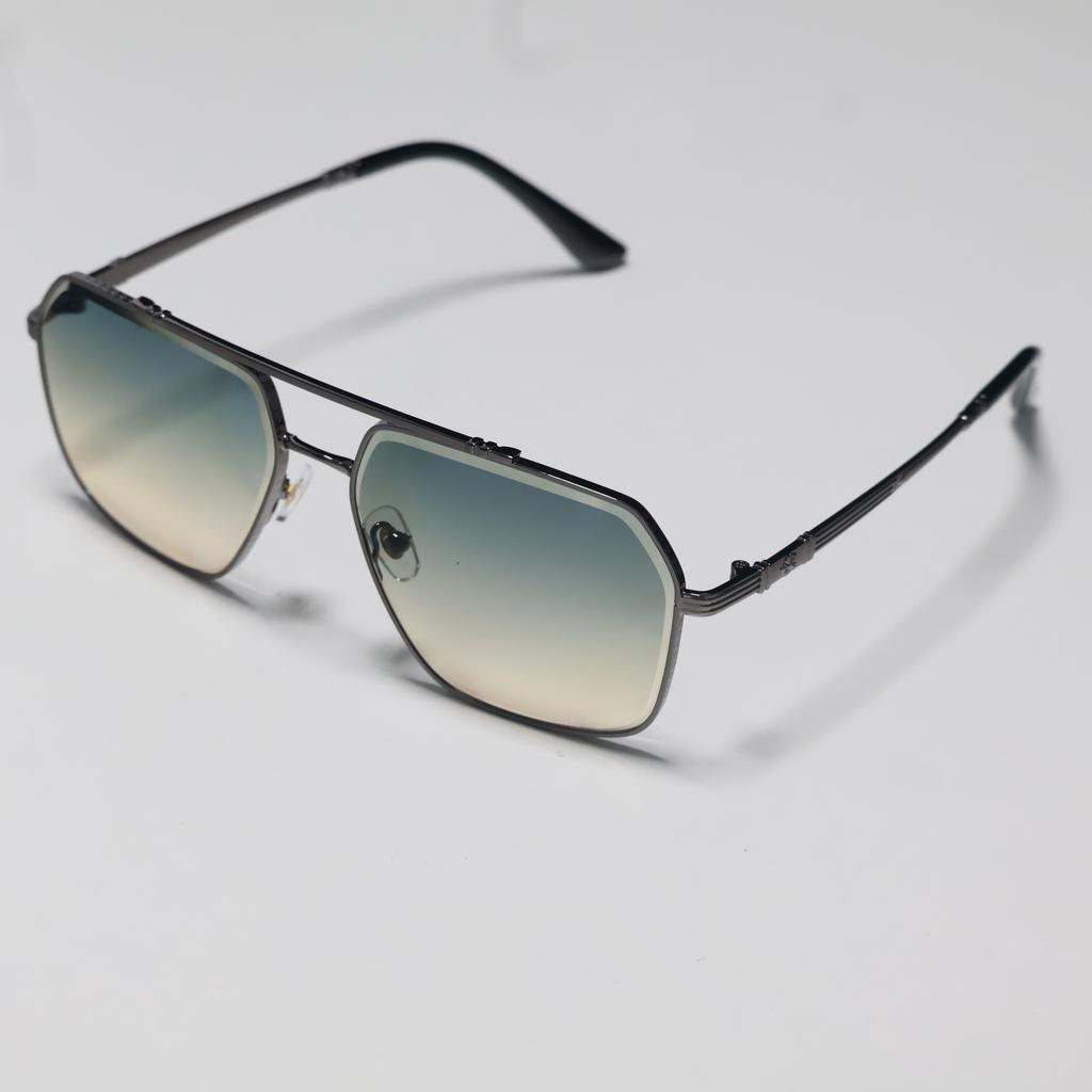 JYL TS Men's Retro Double-Bridge Square - Metal-Temple Sun Shades CY-98384
