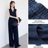 VICTORIA&VERA Denim-Look Sleeveless Vest & Wide-Leg Trousers Set