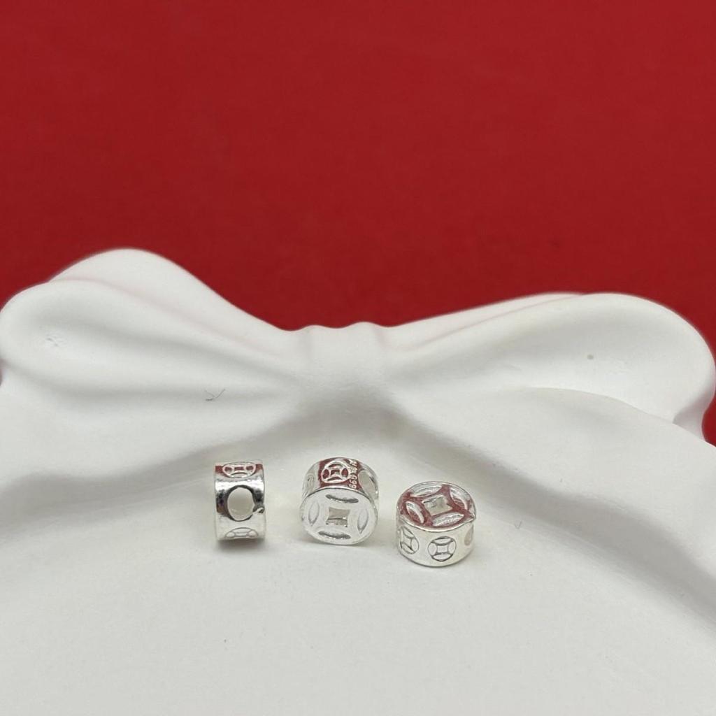 Sterling Silver Coin Spacer Beads for DIY Red String Woven Crystal Bracelets
