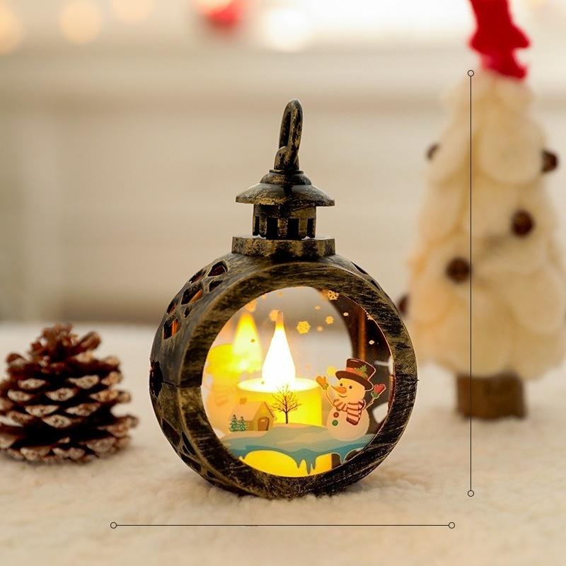 Christmas LED Candle Light Round Hanging Lantern Festive Holiday Ornament Figurine Indoor Home Christmas Party Decoration