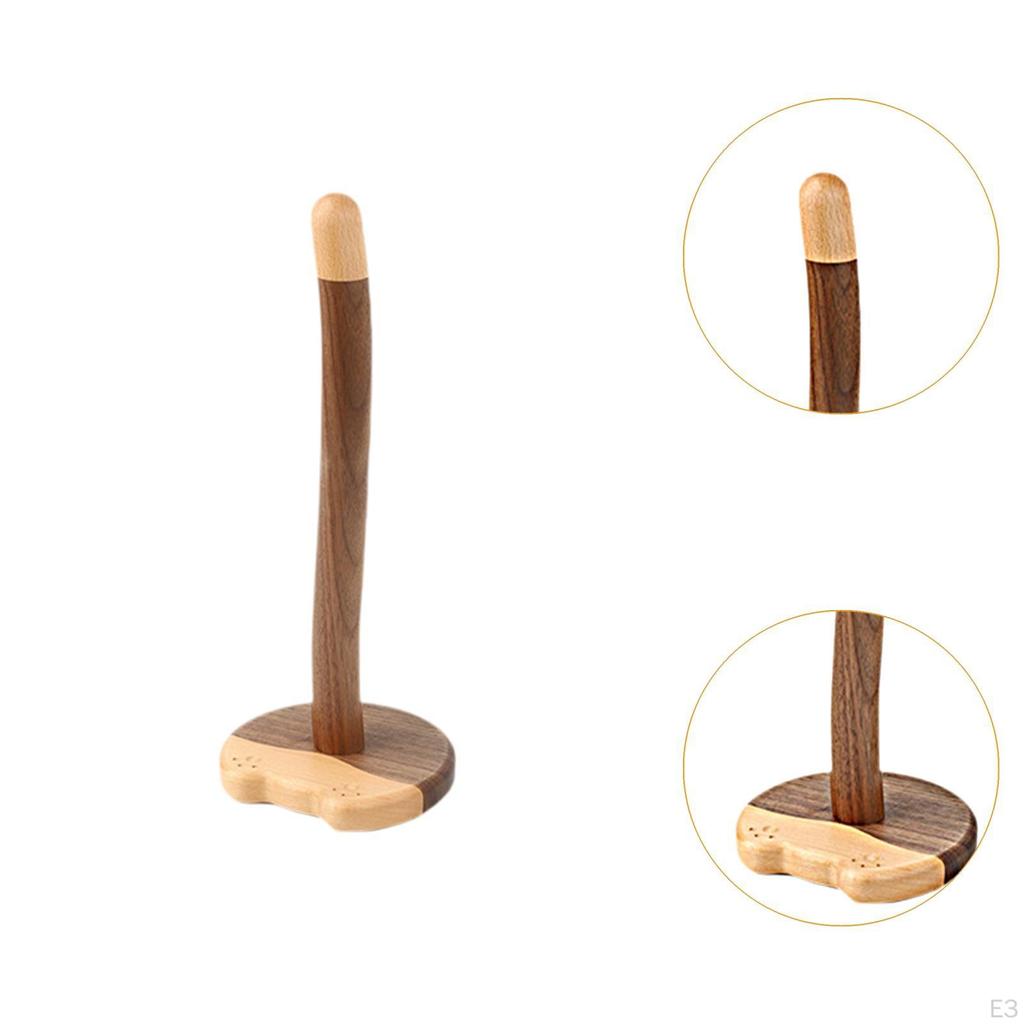 Wooden Paper Towel Holder Vertical Tissue Rack for Dorm Desk Bathroom S