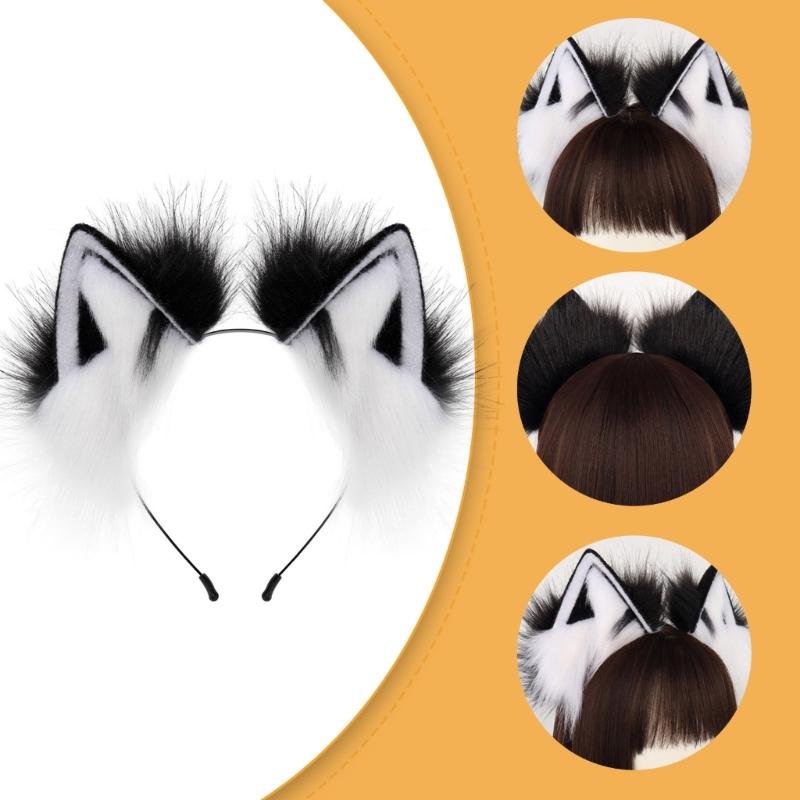 Realistic Foxes Ear Headbands Carnivals Party Plush Headpiece Movie Enthusiasts Party Role Play Animes Makeup Hairband