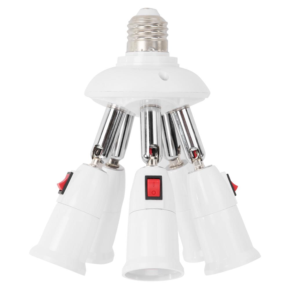 2/5-heads PC Practical E27 Lamp Holder Rotatable Lamps Adapter Adjustable LED Light Bulb Base Lamps Socket Adapter