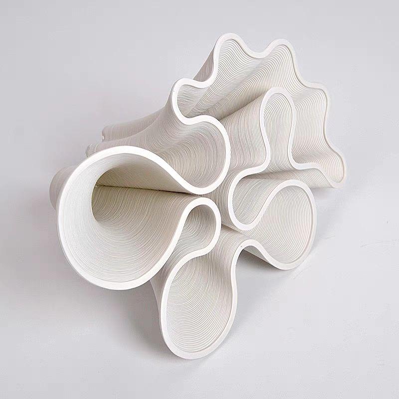Modern Creative 3D Printing Folded Ceramic Vase Decoration Home Entrance Table Furnishing Crafts Sample Room Desktop Ornaments