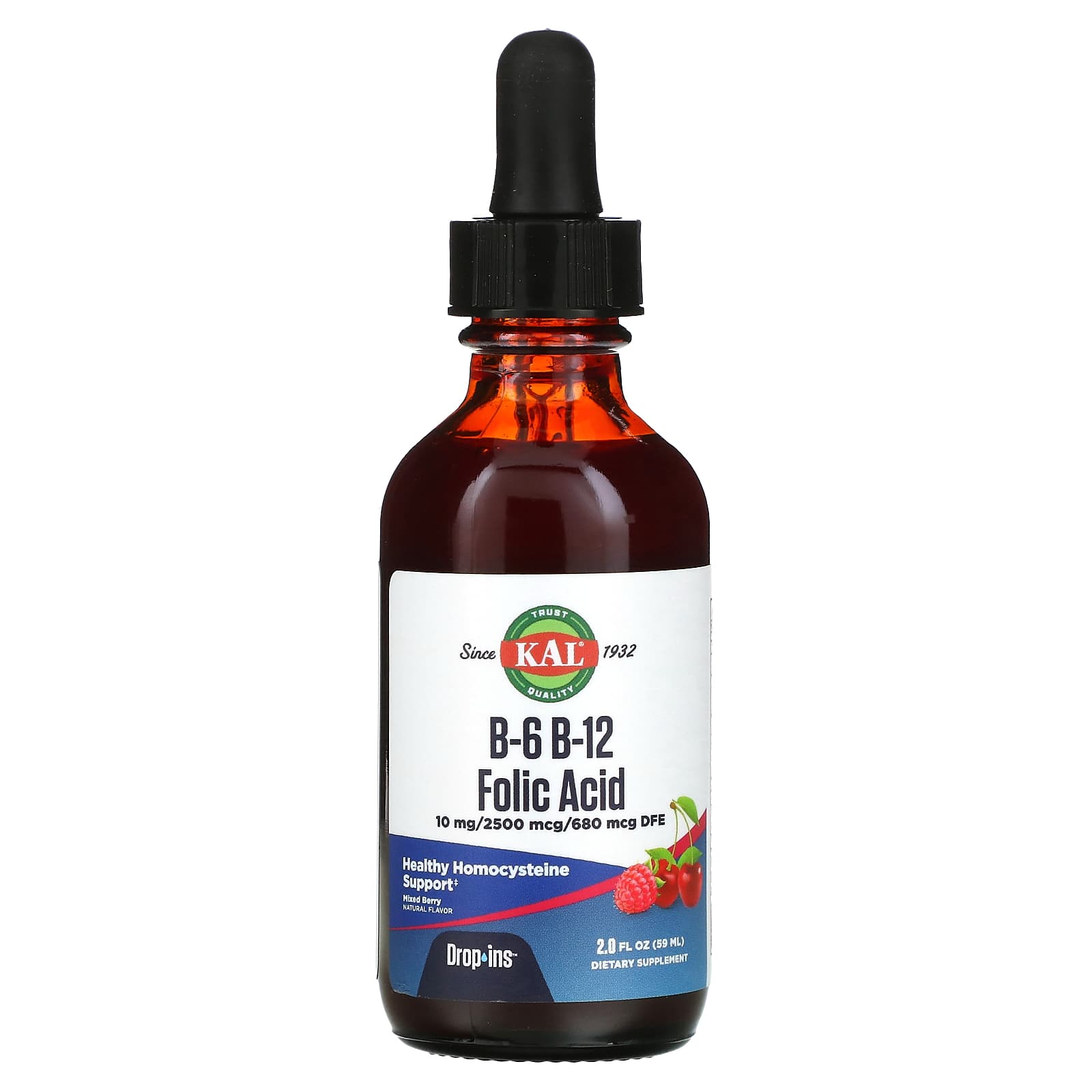 

KAL, B-6 B-12 Folic Acid, Natural Mixed Berry Flavor, 2 fl oz (59 ml)