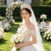 Eye-Catching Rhinestones Bridal Hairband Pearls Bride Crowns Wedding Stylish Bridal Crowns for Wedding Party
