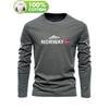 Autumn and Winter 100 Cotton Men's Top T-shirt Men's Long Sleeved Round Neck Loose Oversized T-shirt Top