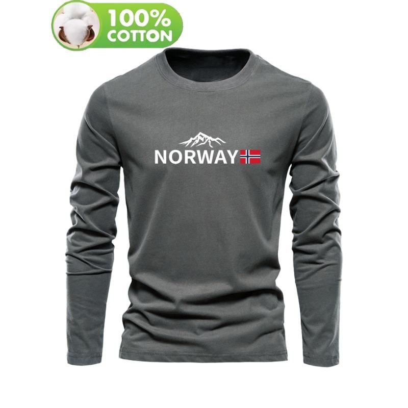 Autumn and Winter 100 Cotton Men's Top T-shirt Men's Long Sleeved Round Neck Loose Oversized T-shirt Top