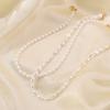 2 Pezzi Collana da Donna Retro Impilabile Doppio Strato Finta Perla Liscia Chiusura a Moschettone Tinta Unita Gioielli da Collo Festa Ballo Sposa Girocollo
