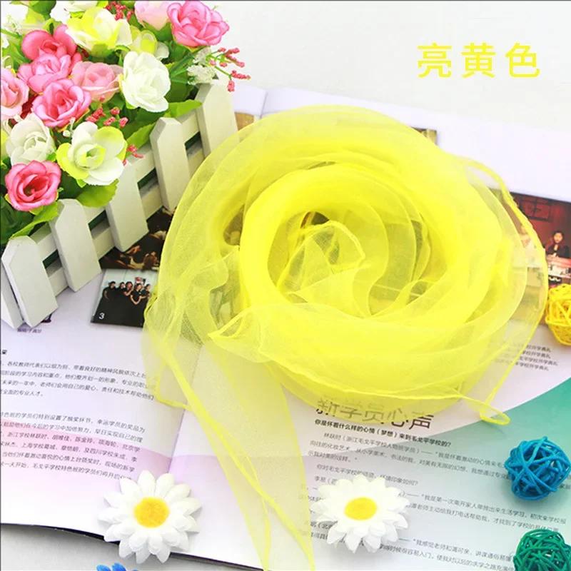 10pcs 70x70cm Candy Colors Sheer Transparent Organza Chiffon Scarf Girls Women Dance Performance Square Neck Scarf