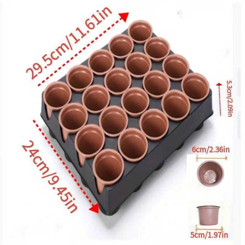 

21pcs Seedling Starter Trays For Beans Flowers Vegetable Seedlings Reusable Trays With Drainage Holes Gardening Accessories