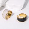 Women's Adjustable Geometric Titanium Steel Ring - Non-Fading, Cross Drip Glaze Enamel, Stainless Steel, Openable Design