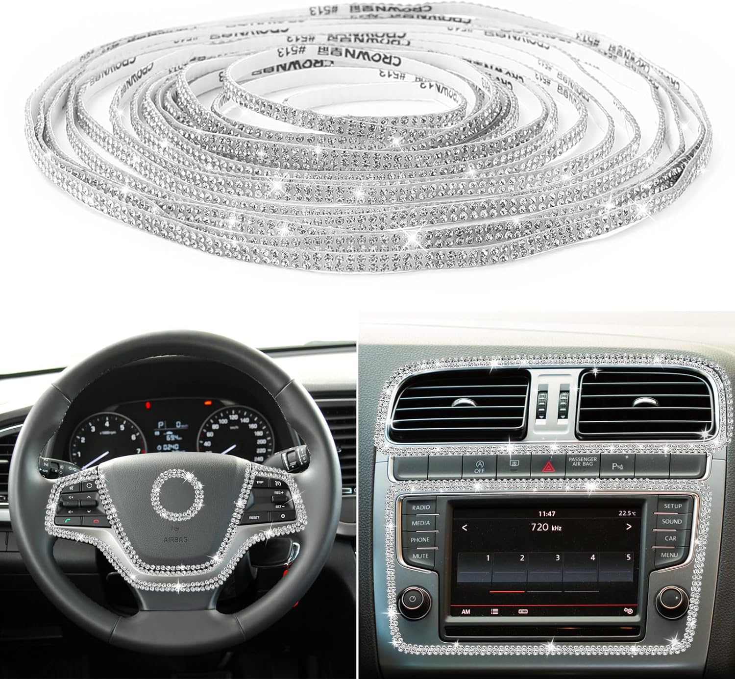 

Шикарная отделка автомобиля, самоклеящиеся стразы, автомобильные аксессуары для женщин, автомобильное украшение, внутренняя и внешняя отделка, украшение для приборной панели, наклейки на дверь со стразами 455CM белый