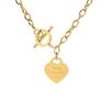 Hip Hop Punk Stainless Steel Heart Pendant Necklace with OT Buckle 