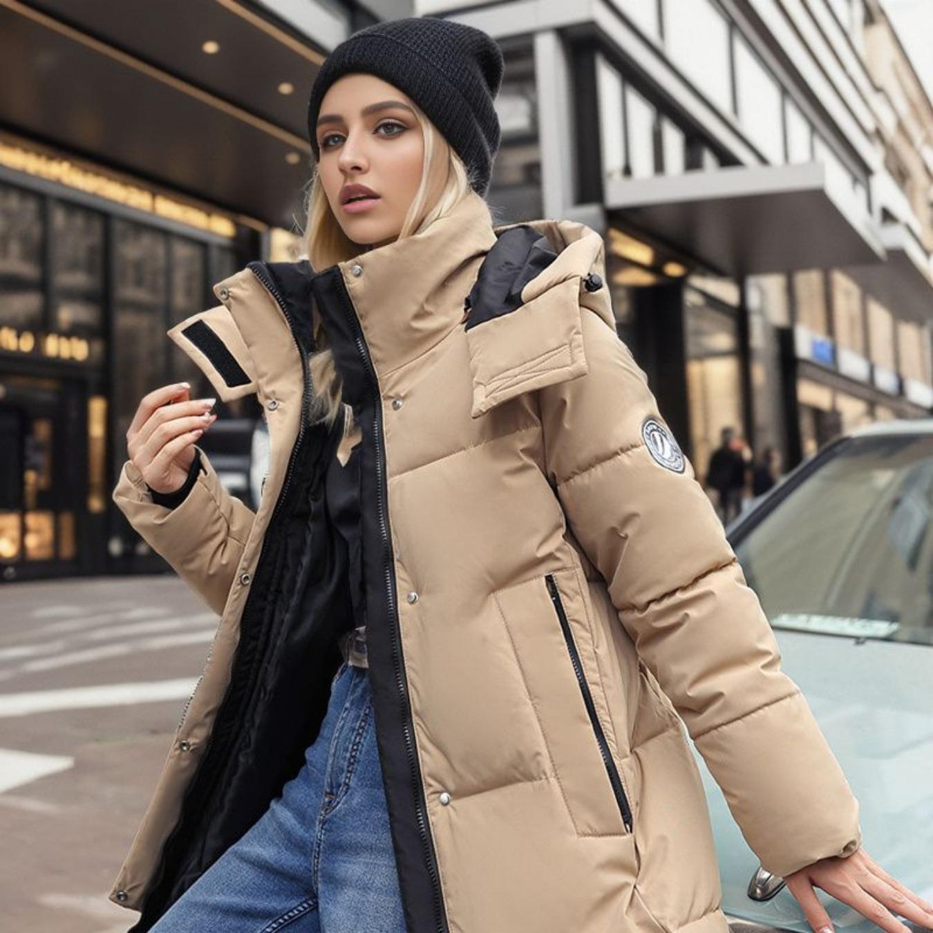 

Пальто Parkers с капюшоном и воротником, пальто из овечьей шерсти и хлопка на молнии, средней длины, теплое и пушистое пальто для зимнего сезона с хлопковой курткой 3XL хаки