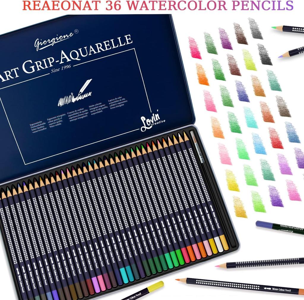 Roseelf Watercolor Colored Pencil Set 1 A5 Watercolor Perfect for Elementary School and Perfect As a Gift for Preschool or School Entrance Includes 36