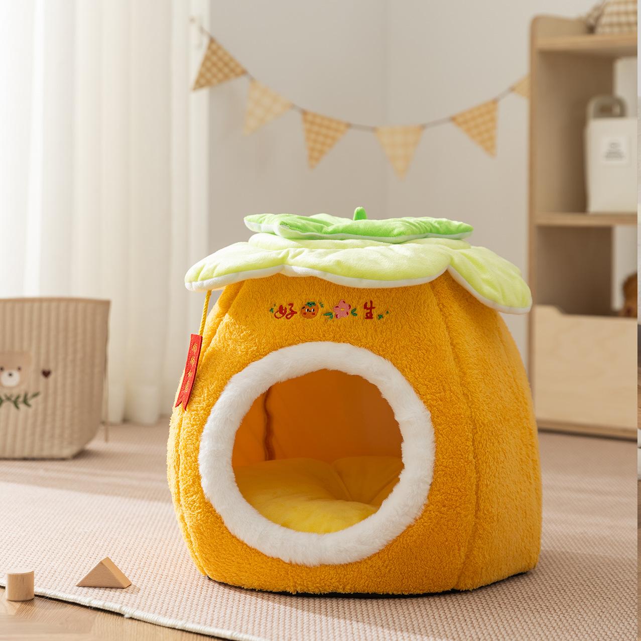 

New Autumn Winter Cute Pet House Enclosed Dog Cat Bed for Small Medium Pets Within 7 pounds