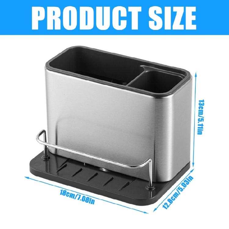 Kitchen Counter Stainless Steel Organizers with Drain Holes Kitchen Sponge Holder for Sponge Brush and Utensils Storage