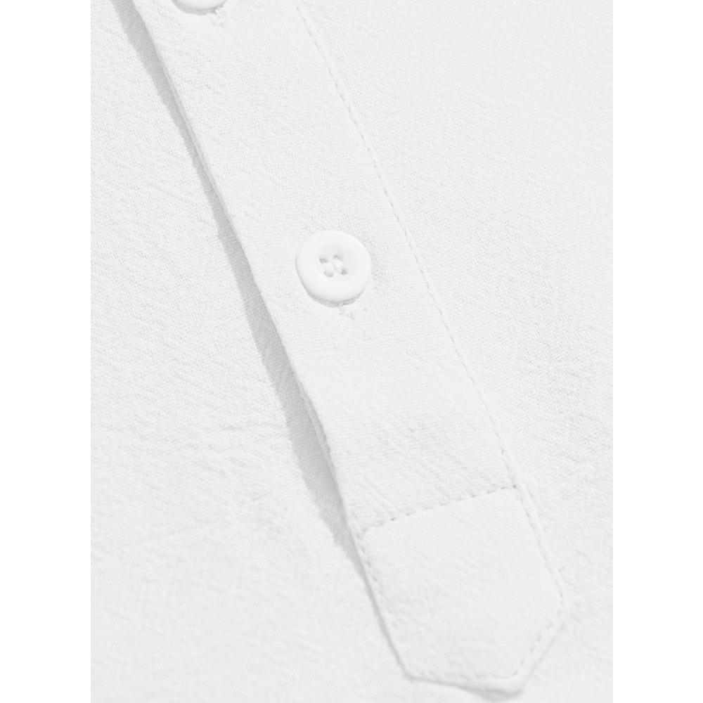 Men's New Style Shirt - Men's Solid Color Collar Long-Sleeved Cotton-Linen Shirt - Large Size - Fashionable Casual Shirt for Men