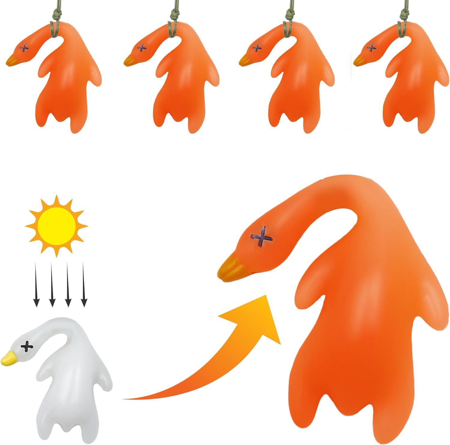 

Car Swing Ducks, UV Color Changing Roast Duck Pendant, Car Mirror Hanging Ornament & Interior Decoration(White Change To Orange After Sunshine) 1PC