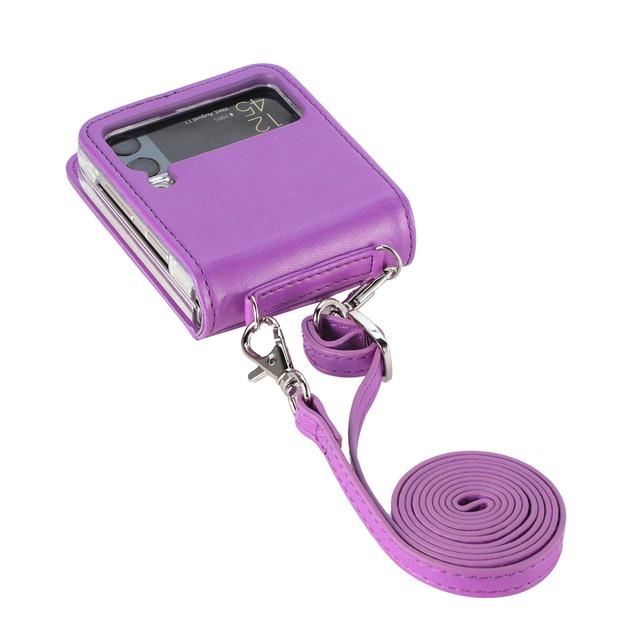 Anti-Shock Phone Strap Folding Ledertasche für Samsung Galaxy Z Flip 4 5g Flip4 Flip3 Flip 3 Zflip4 Kartenhalter Abdeckungsfälle