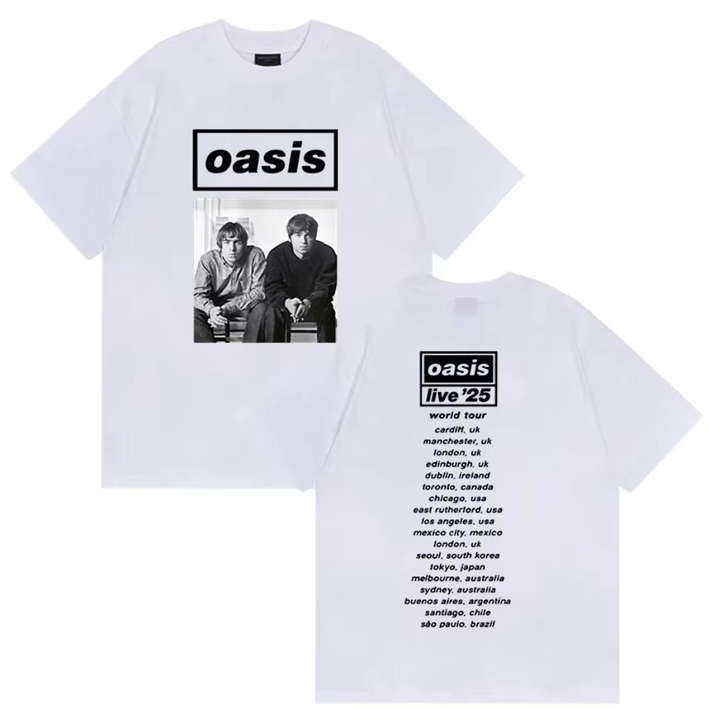 British Rock OOasis Live 25 Tour 2025 New T Shirt Mens Hip Hop Gothic Short Sleeve Tshirt Womens Punk Tide Clothing Tshirts