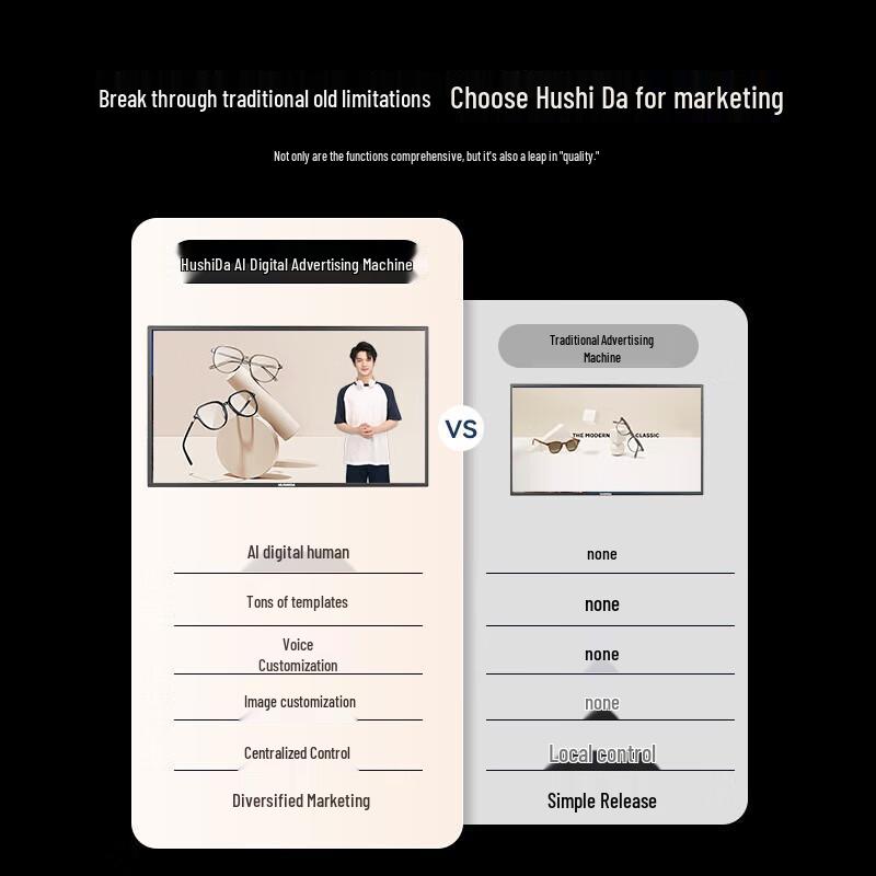 Hushida 50-inch Wall-Mounted LCD Advertising Display CN plug (adapter included)