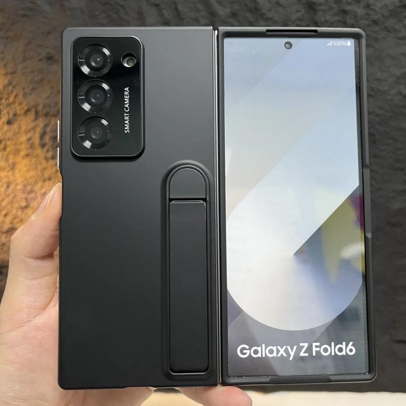 Luxury Matte with Kickstand Holder Phone Case for Samsung Galaxy Fold Z 7 6 5 4 3 Built in Screen Protect Back Shockproof Cover