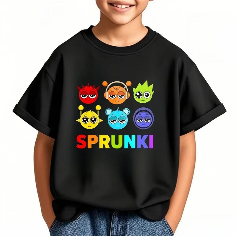 2026 Hot Sprunki Cartoon T Shirt Summer Kids Game Clothes Teen Boys Short Sleeve Tops Baby Girls Cartoon Children Clothing