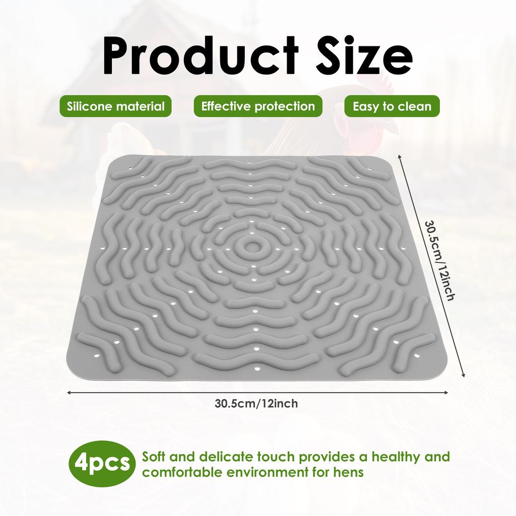 4Pcs Silicone Chicken Nesting Pad 12 Inch Cuttable Chicken Egg Laying Mat Reusable Hen Nesting Pad Chicken Coop Bird Nest Mat
