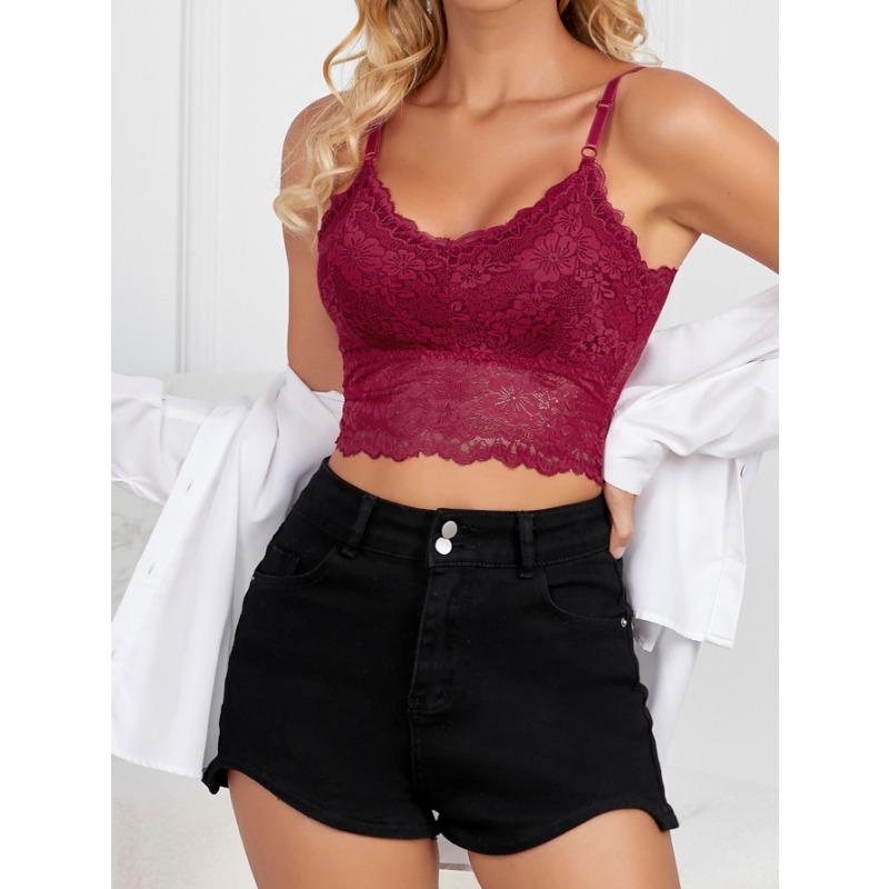 Reggiseno Imbottito Rimovibile Senza Ferretto Canottiera Monocolore Reggiseno di Pizzo Top Traspirante Reggiseno Sportivo Adatto per Appuntamenti all'Aperto