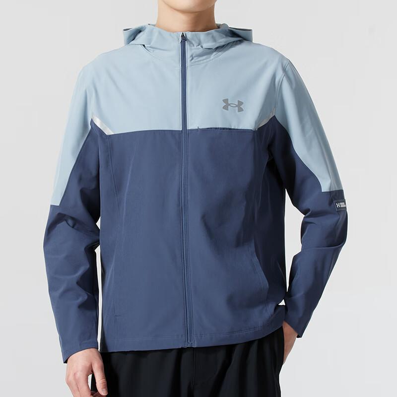 Under Armour Fashion Woven Quick-Dry Casual Hooded Jacket Men Jackets Blue 1389255-044