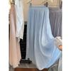 Island silk big skirt, wavy skirt women's summer new drape long dress, elegant purple skirt