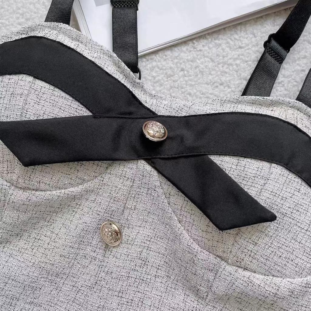 Bow Shaped Short Camisole Vest for Women In Summer Sweet and Spicy Sexy Wearing Out Irregular Fishbone Top