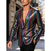 Mens Sequined Blazer Nightclub Party Performance Fashion Casual Suit Jacket