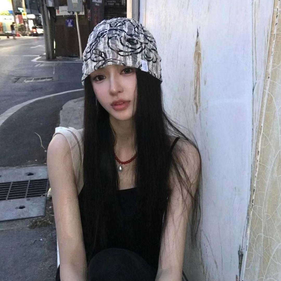 

Женская летняя тонкая кружевная шляпа Ретро Роза Цветочный головной убор Шапочка Нишевая субкультура Мягкая Модная Винтажная One Size