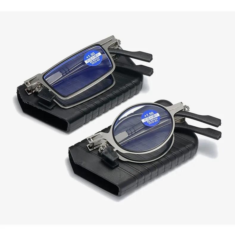 Anti-Blue Light Blocking Folding Reading Glasses Comfortable Full-Frame Metal Eyewear Men And Women Hd Ultra Light Portable