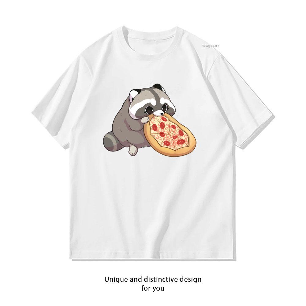 

kawaii Pizza Raccoon Christmas Tshirt woman man Casual cotton graphic t shirts Creative streetwear tops tee Shortsleev S