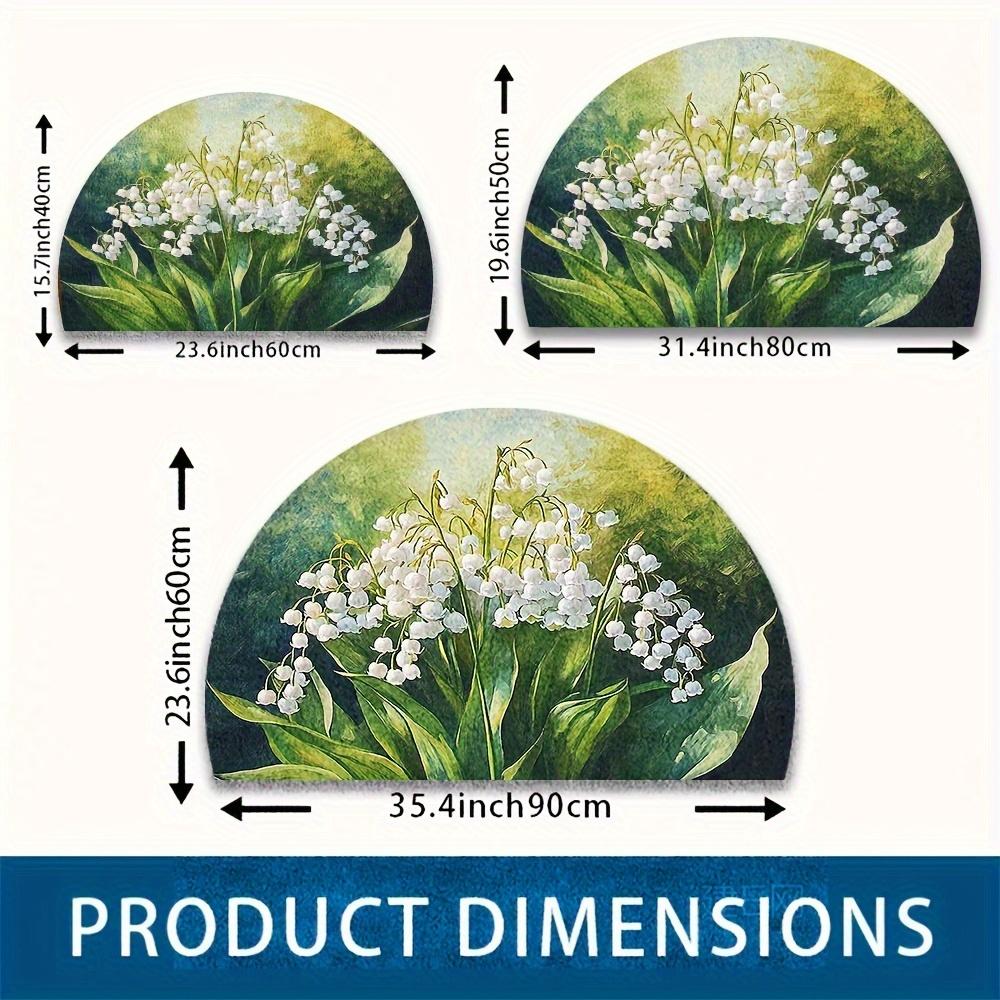 1Pcs Green Leaf Lily Semi Circle Welcome Doormat Non-Slip for Outdoor Patio Porch Kitchen Bathroom Entryway Floor Mat