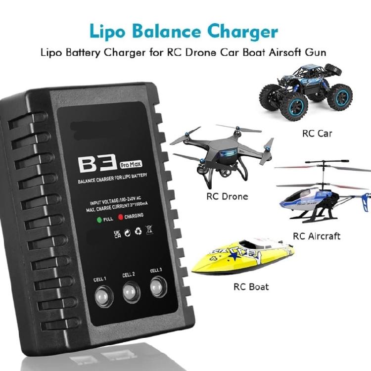 Efficient Lithium Battery Charger 2S 3S Compatibility Separate Balance Port Prolongs Battery Service Black Design